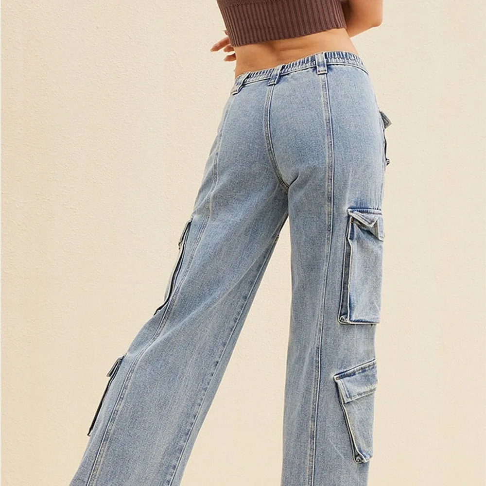 PacSun Light Blue Low Rise Puddle Cargo Jeans - Picture 3 of 7